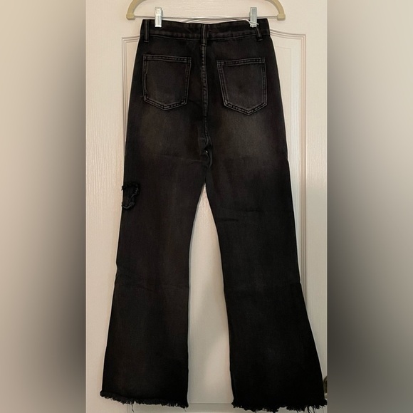 Y2K baggy wide leg denim jeans with Butterfly Detail bell bottoms Size 2 NEW - Picture 12 of 16